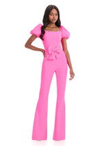 ASHLEYlauren Bow Cap sleeve Jumpsuit 12089