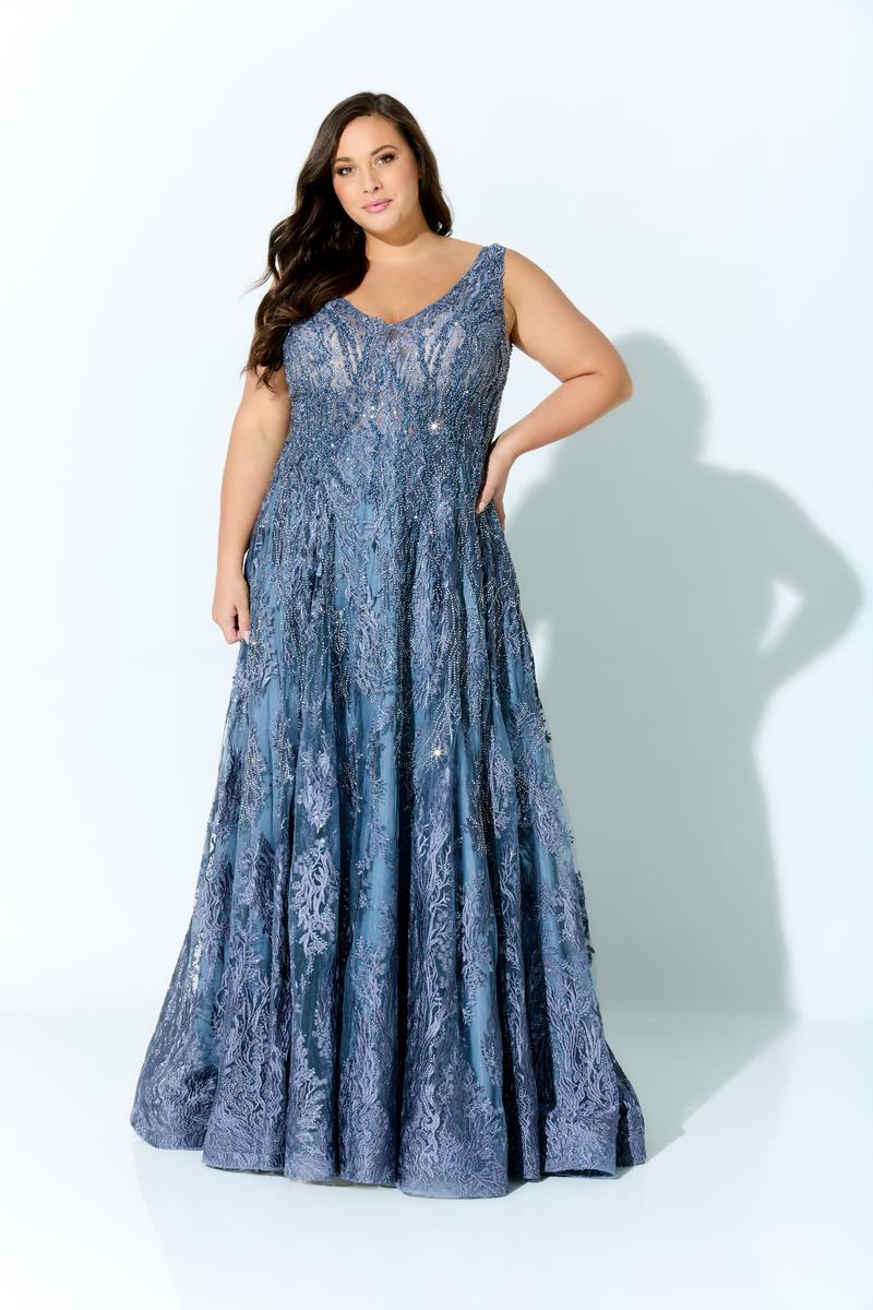 Ivonne D A-Line Flutter Sleeve Evening Dress 120D10