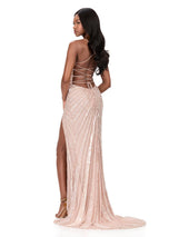 ASHLEYlauren Sequin Lace-up Back Prom Dress 12149