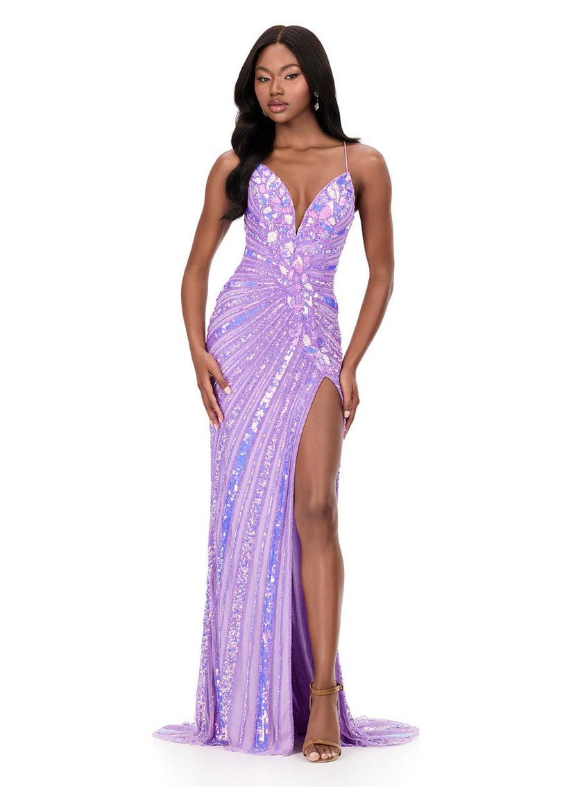 ASHLEYlauren Sequin Lace-up Back Prom Dress 12149