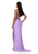 ASHLEYlauren Sequin Lace-up Back Prom Dress 12149