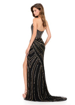 ASHLEYlauren Drop Waist Strapless Sequin Prom Dress 12150