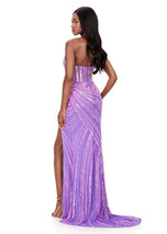 ASHLEYlauren Drop Waist Strapless Sequin Prom Dress 12150