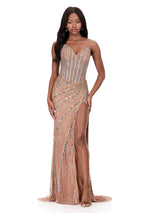 ASHLEYlauren Drop Waist Strapless Sequin Prom Dress 12150