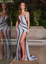 ASHLEYlauren Strapless Beaded Prom Dress 12153