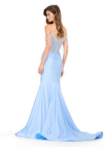 ASHLEYlauren Pearl Off Shoulder Prom Dress 12154