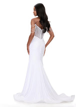 ASHLEYlauren Pearl Off Shoulder Prom Dress 12154