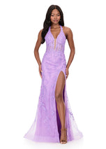 ASHLEYlauren Lace Halter Prom Dress 12156