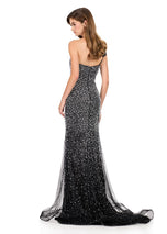 ASHLEYlauren Bow Shoulder Pearl Prom Dress 12157