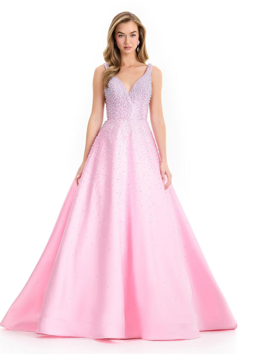 ASHLEYlauren Pearl Ball Gown Prom Dress 12160