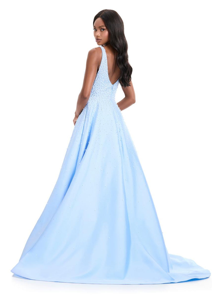 ASHLEYlauren Pearl Ball Gown Prom Dress 12160