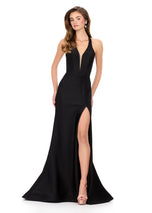ASHLEYlauren Halter Open Back Prom Dress 12161