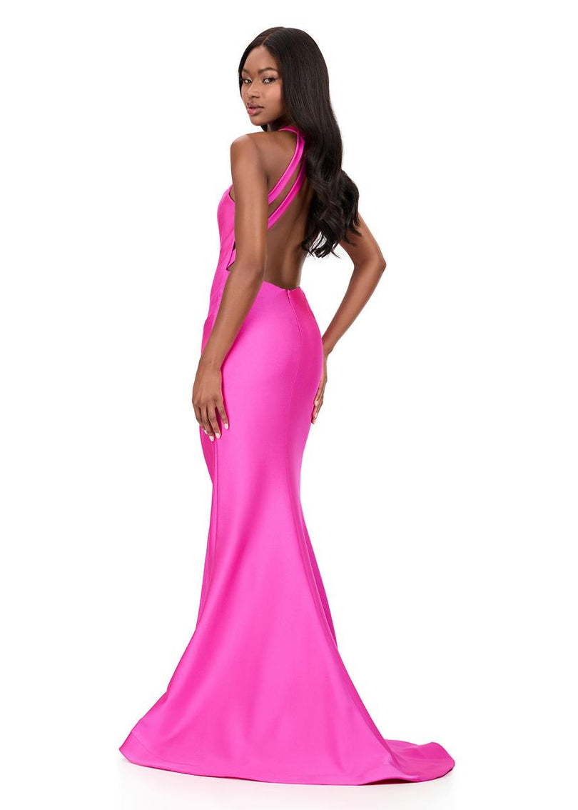 ASHLEYlauren Halter Open Back Prom Dress 12161