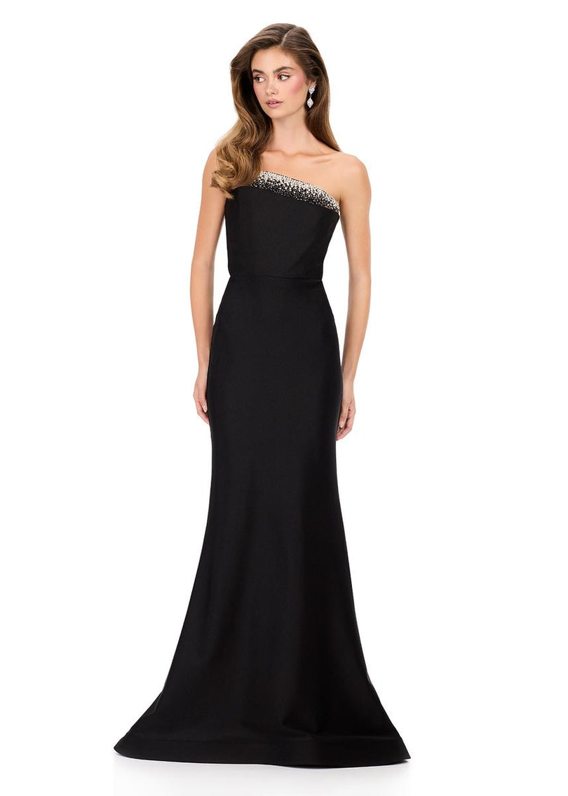 ASHLEYlauren Asymmetrical Bodice Prom Dress 12163