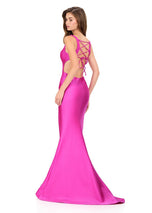 ASHLEYlauren Lace-up Open Back Prom Dress 12165