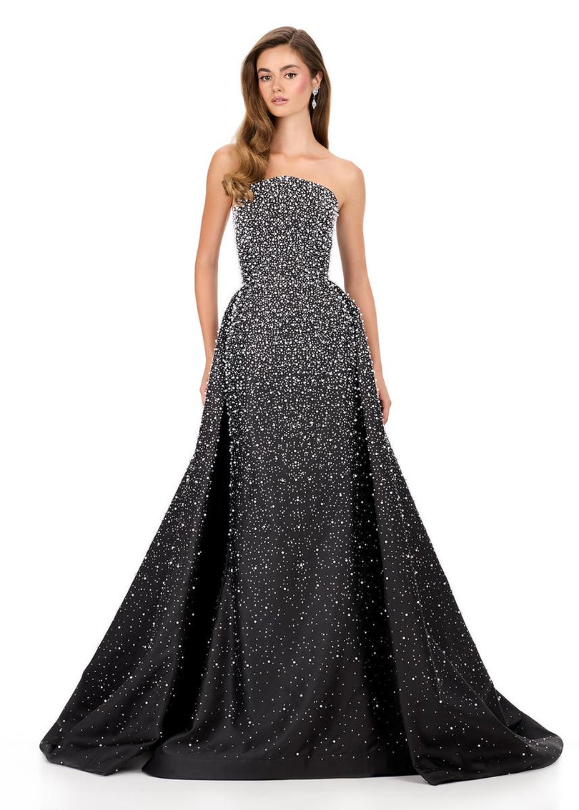ASHLEYlauren Mikado Strapless Hot Stone Pageant Dress 12167