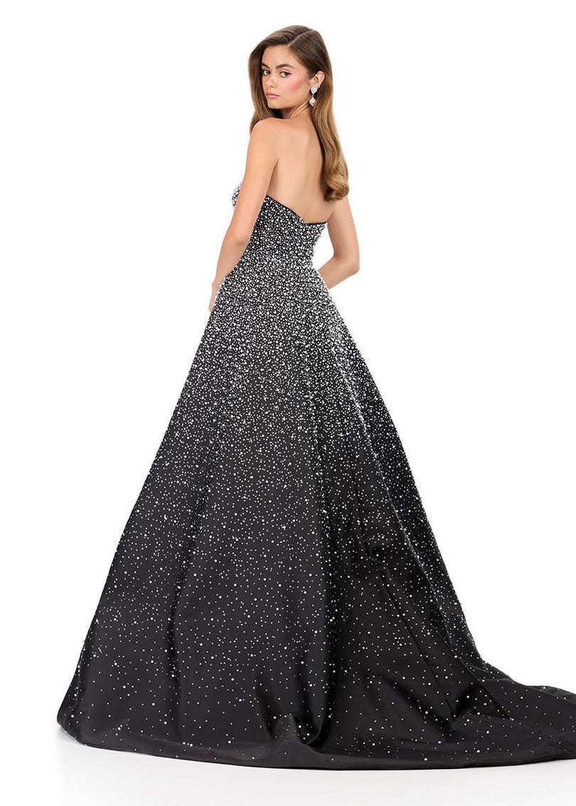 ASHLEYlauren Mikado Strapless Hot Stone Pageant Dress 12167