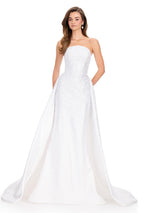 ASHLEYlauren Mikado Strapless Hot Stone Pageant Dress 12167