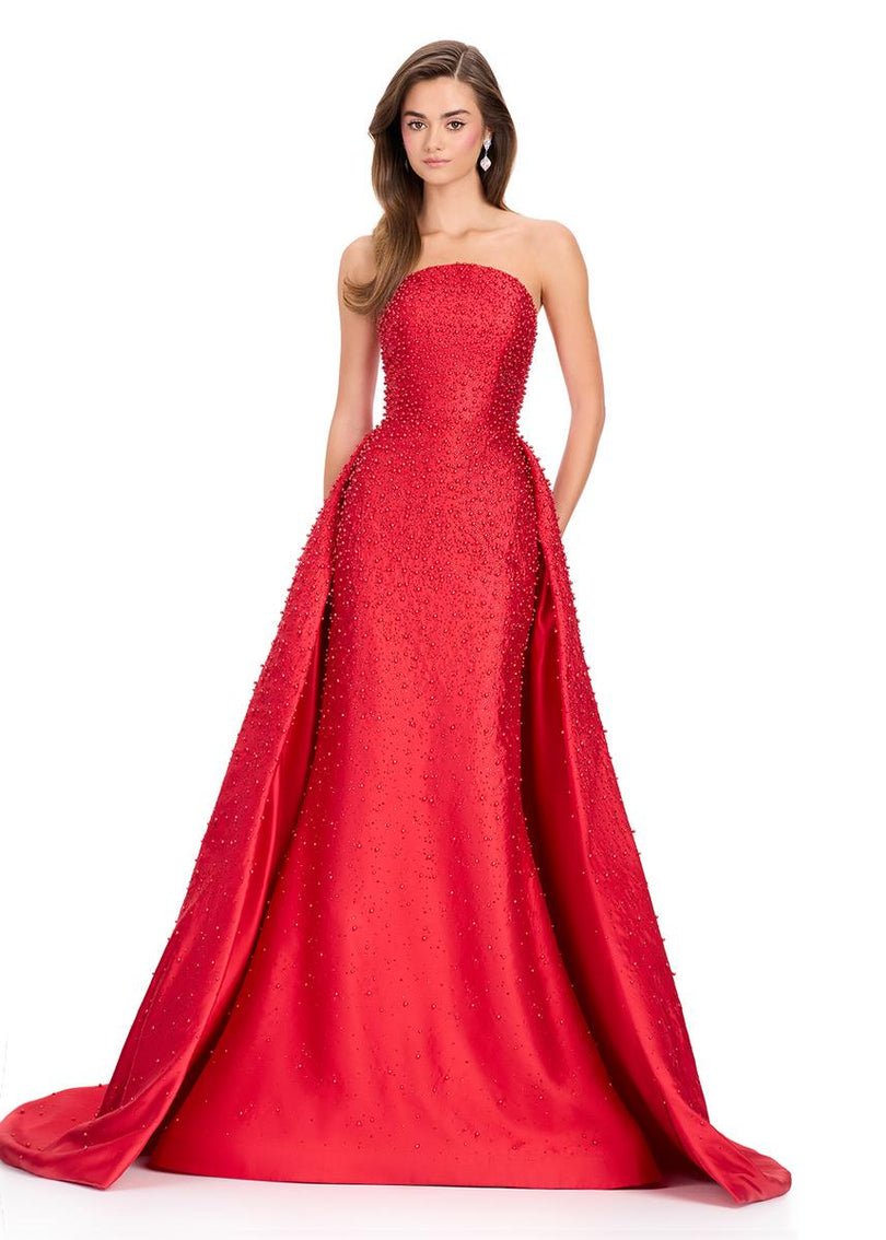 ASHLEYlauren Mikado Strapless Hot Stone Pageant Dress 12167