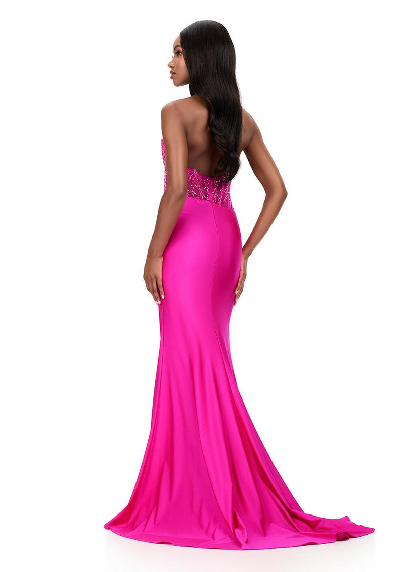 ASHLEYlauren Illusion Corset Halter Prom Dress 12169