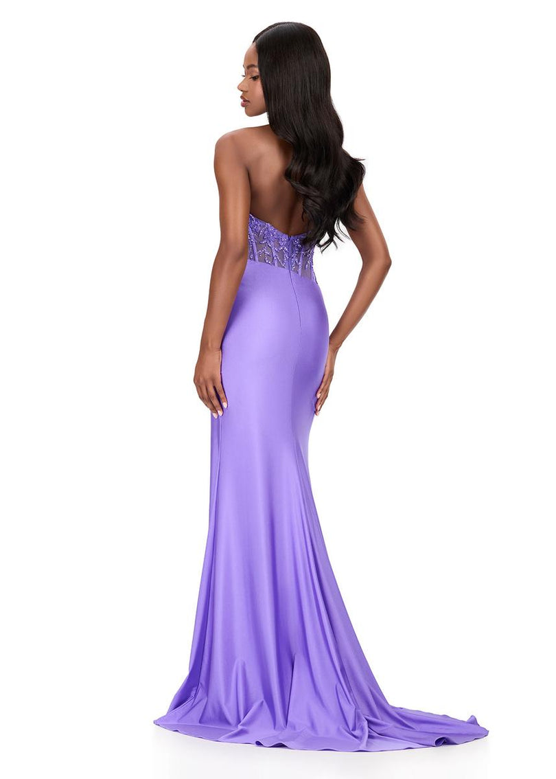 ASHLEYlauren Illusion Corset Halter Prom Dress 12169