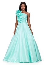 ASHLEYlauren One Shoulder Ruffle Detail Prom Dress 12171