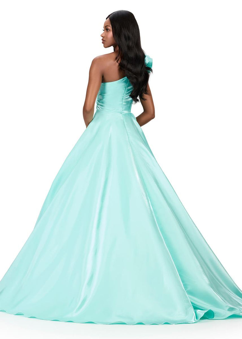 ASHLEYlauren One Shoulder Ruffle Detail Prom Dress 12171