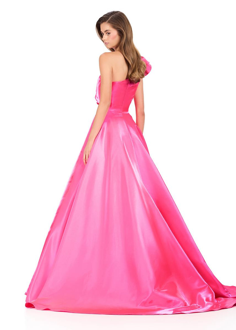 ASHLEYlauren One Shoulder Ruffle Detail Prom Dress 12171