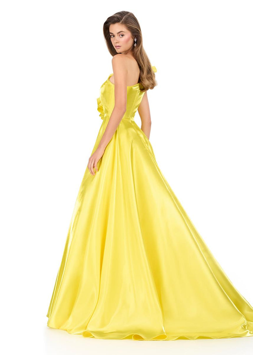 ASHLEYlauren One Shoulder Ruffle Detail Prom Dress 12171