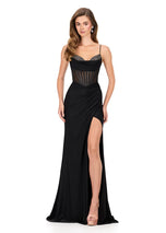 ASHLEYlauren Ruched Corset Prom Dress 12173