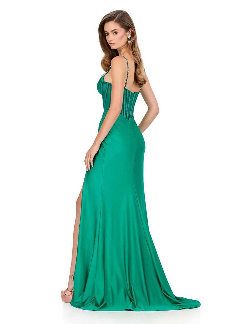 ASHLEYlauren Ruched Corset Prom Dress 12173 ASHLEYlauren Ruched Corset Prom Dress 12173