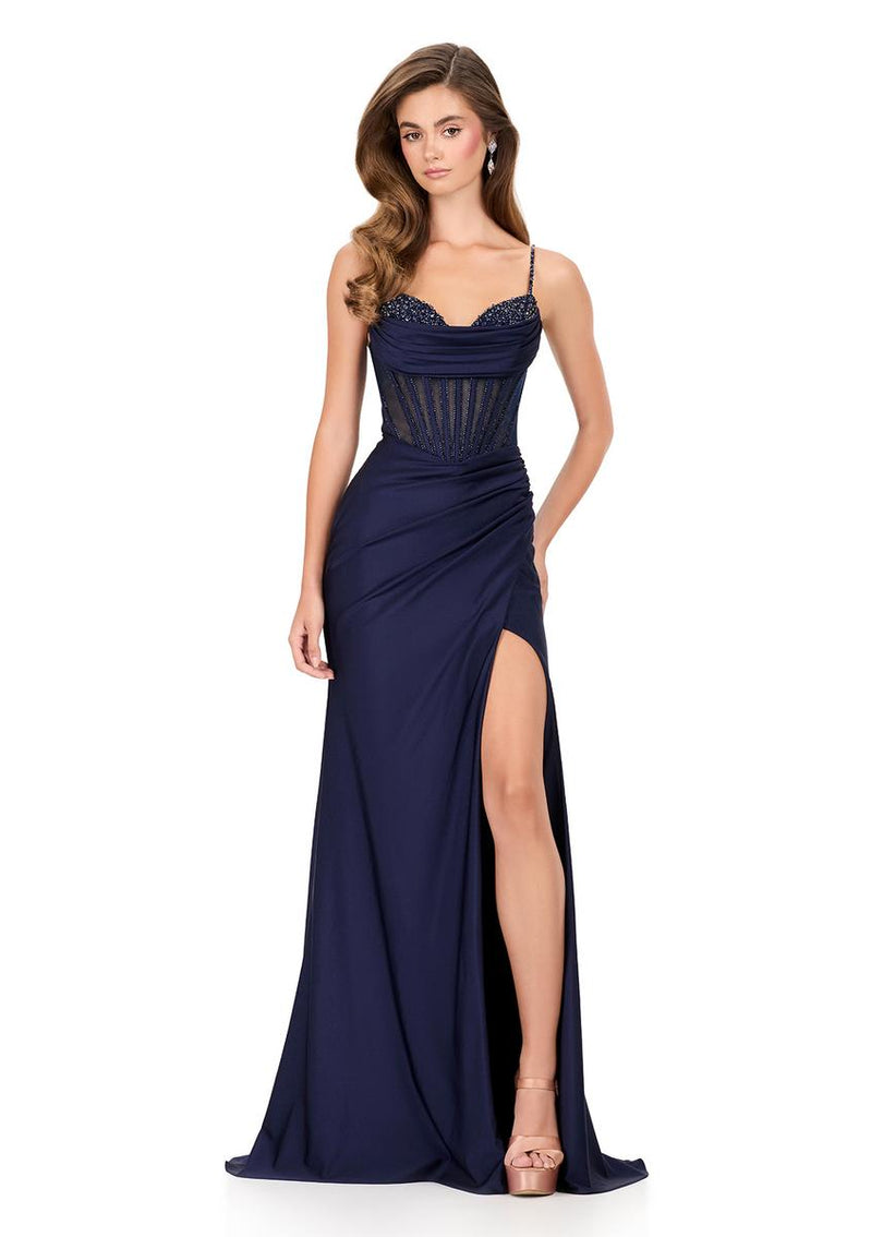 the lorelei ruched bodice dress ASHLEYlauren Ruched Corset Prom Dress 12173