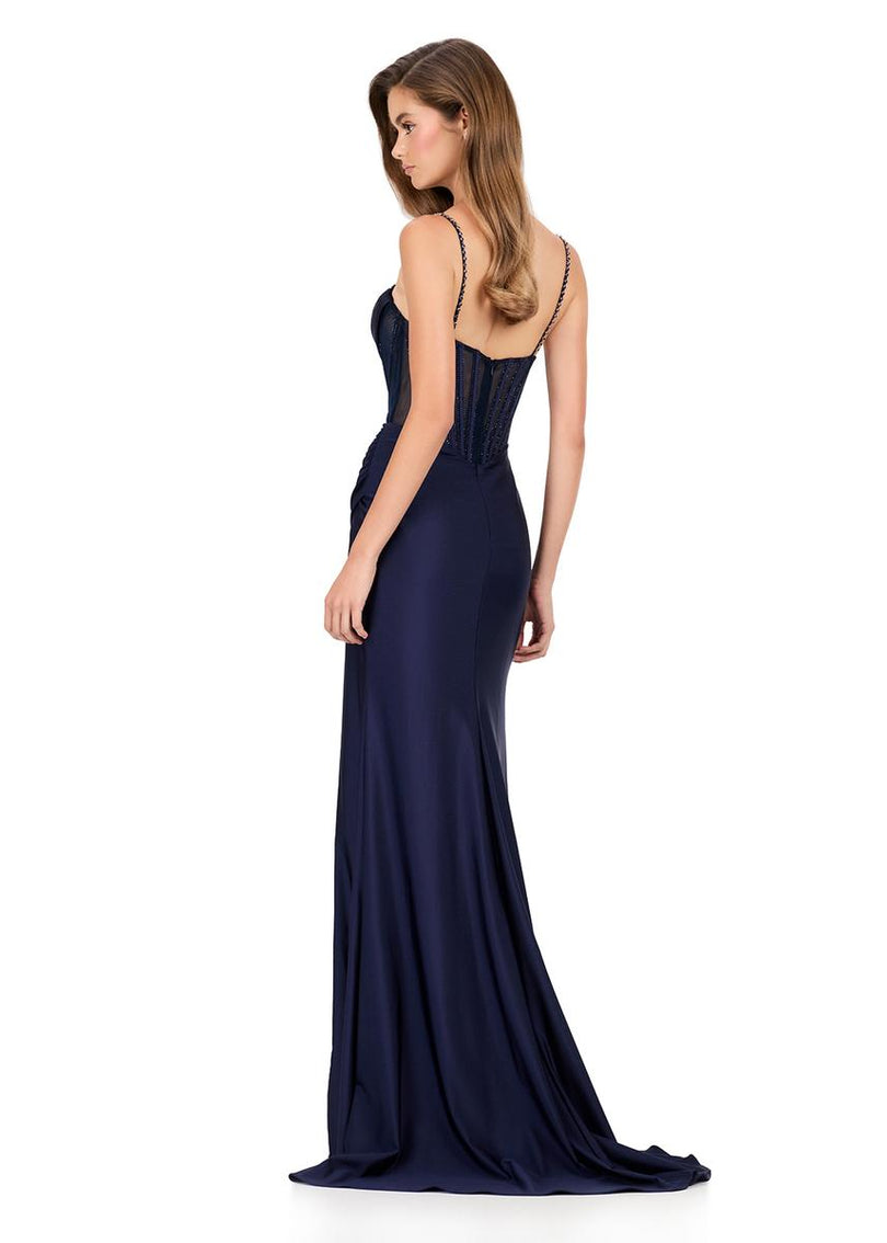 ASHLEYlauren Ruched Corset Prom Dress 12173 ASHLEYlauren Ruched Corset Prom Dress 12173