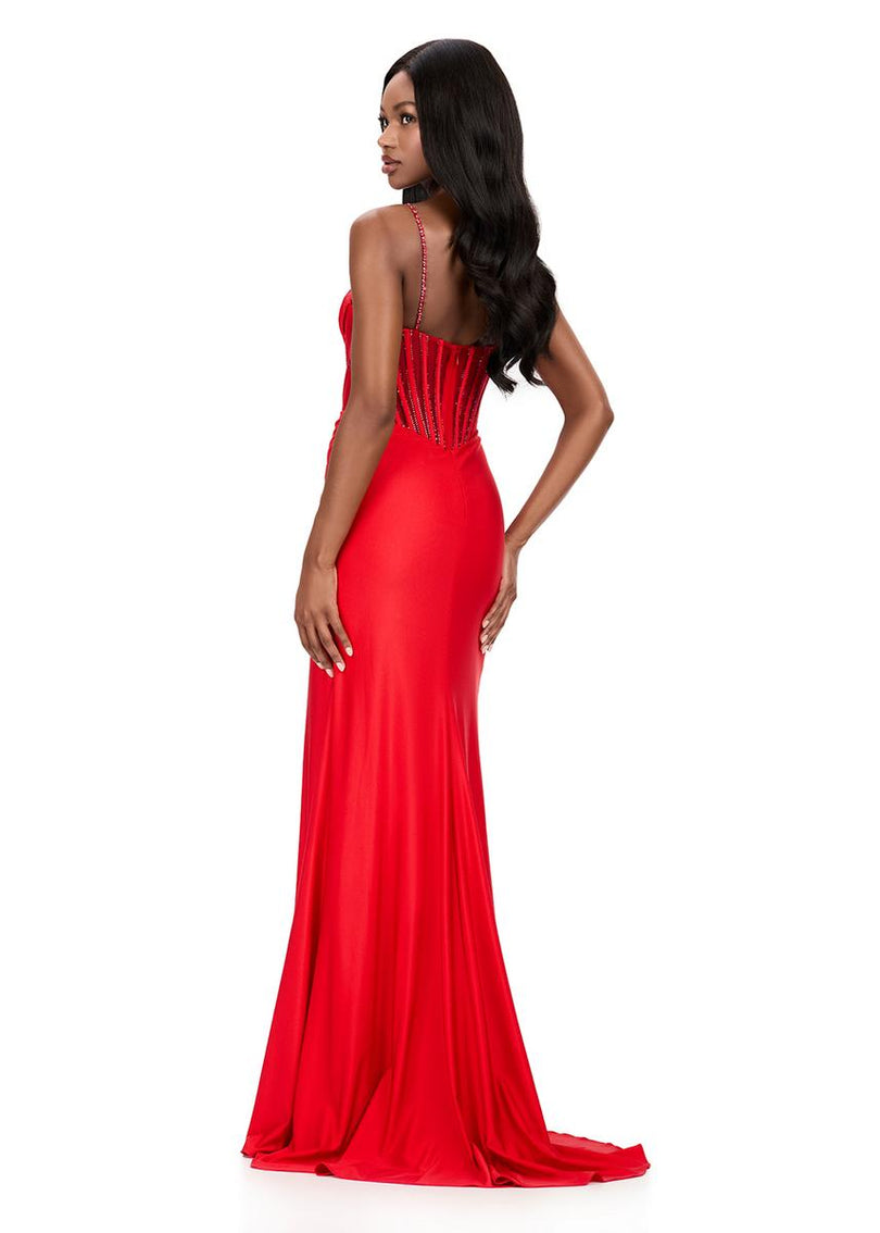 ASHLEYlauren Ruched Corset Prom Dress 12173 ASHLEYlauren Ruched Corset Prom Dress 12173