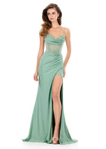 ASHLEYlauren Ruched Corset Prom Dress 12173