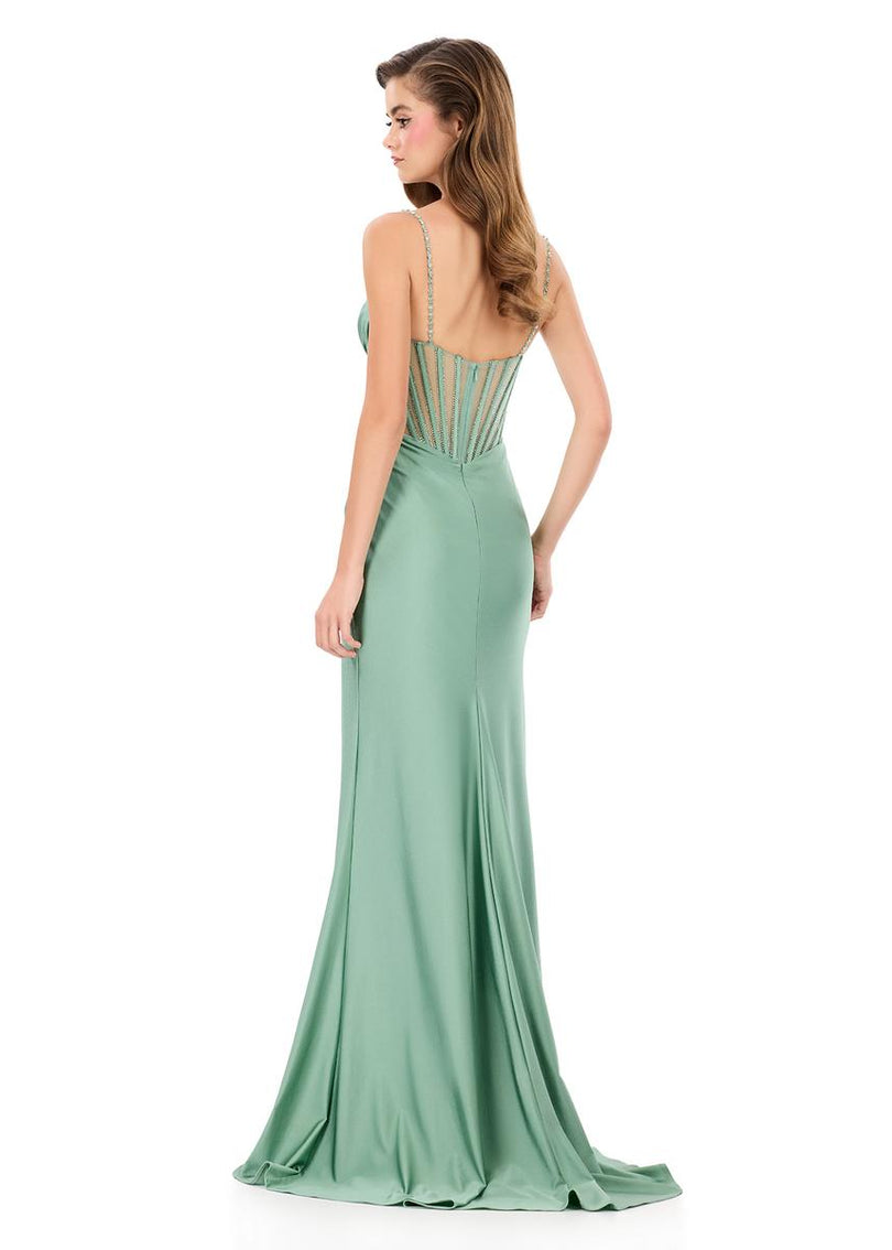 ASHLEYlauren Ruched Corset Prom Dress 12173