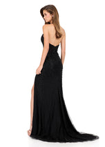 ASHLEYlauren Beaded Lace Halter Prom Dress 12177