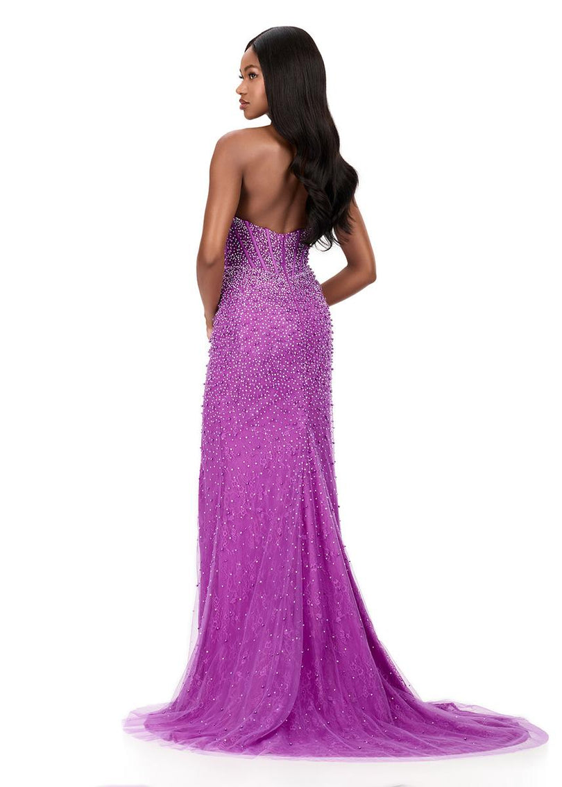 ASHLEYlauren Beaded Lace Halter Prom Dress 12177