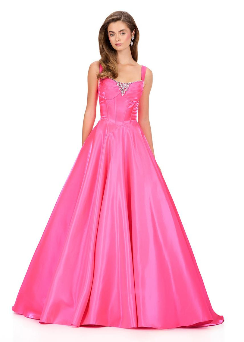 ASHLEYlauren Crystal Accent Ball Gown Dress 12178