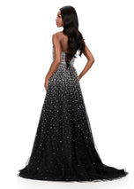 ASHLEYlauren Strapless Pearl Beaded Ball Gown 12180