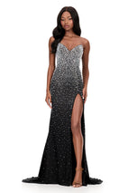 ASHLEYlauren Tight Strapless Beaded Prom Dress 12181