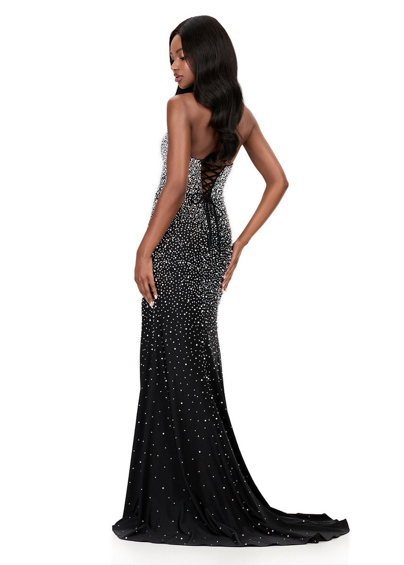 ASHLEYlauren Tight Strapless Beaded Prom Dress 12181