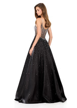 ASHLEYlauren Beaded Pearl Corset Prom Dress 12182