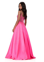 ASHLEYlauren Beaded Pearl Corset Prom Dress 12182
