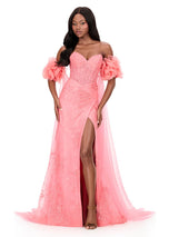 ASHLEYlauren Strapless Corset Lace Prom Dress 12183