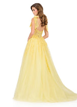 ASHLEYlauren Illusion Lace Corset Prom Dress 12184