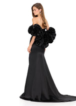 ASHLEYlauren Rosette Cape Prom Dress 12185