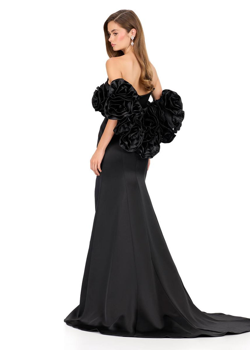 ASHLEYlauren Rosette Cape Prom Dress 12185