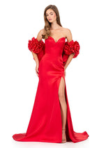 ASHLEYlauren Rosette Cape Prom Dress 12185