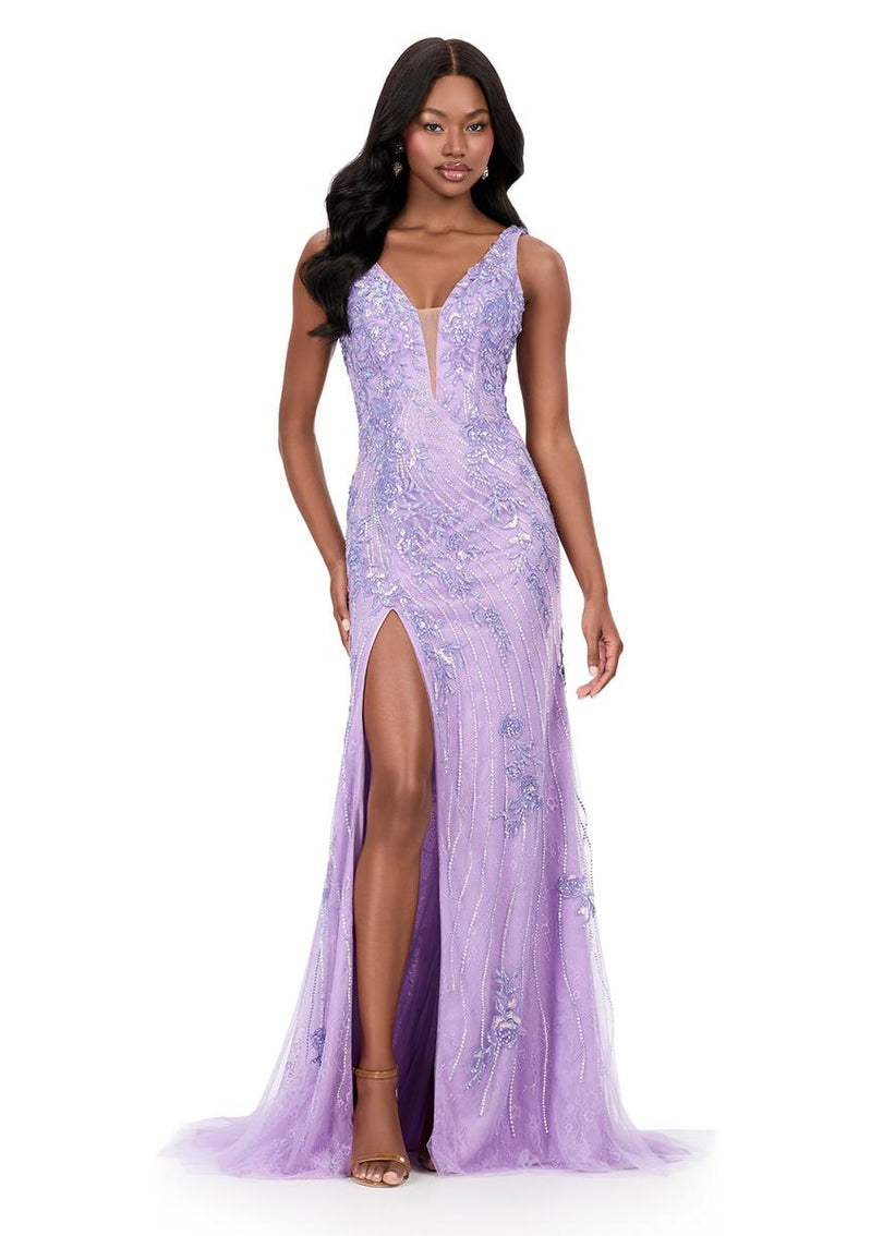 ASHLEYlauren Sleeveless Beaded Prom Dress 12188